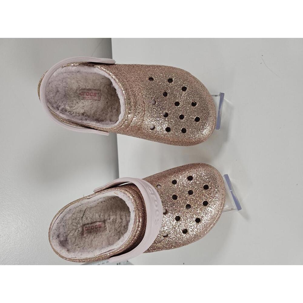 Crocs Rose Gold Fleece Lined Girls Sz 2